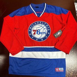 NBA Mens Multicolor Philadelphia 76ers V-Neck Long Sleeve Pullover Jersey Size M